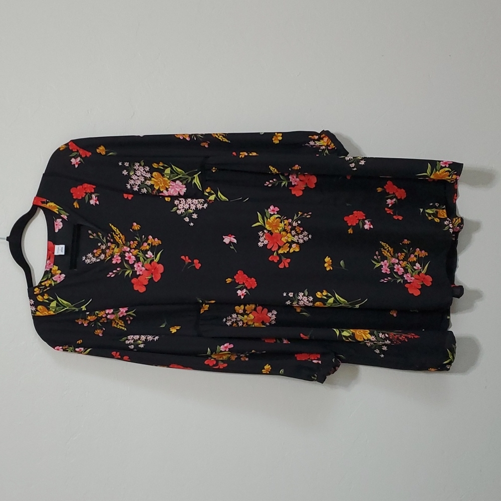 Old Navy Black Floral Swing Dress - LG